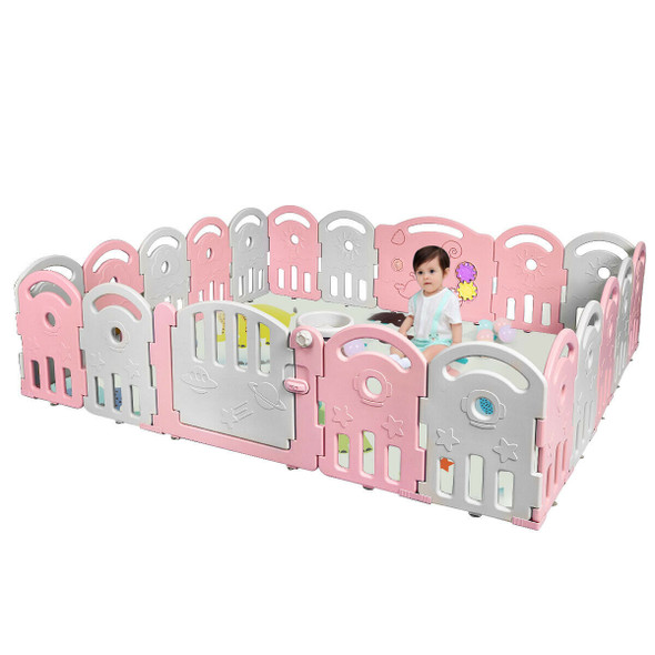 20-Panel Playpen with Music Box & Basketball Hoop
