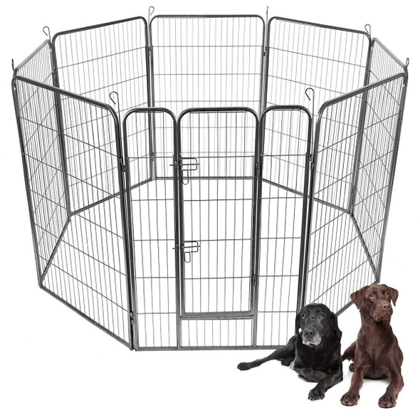 24"/32"/40" 8 Panel Metal Pet Puppy Dog Kennel Fence Playpen