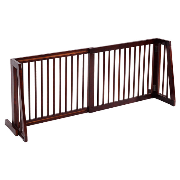 Folding Adjustable Free Standing 3 Panel Wood Fence