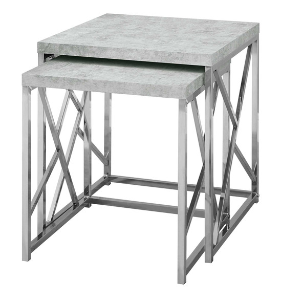 37.5" x 37.5" x 40.5" Grey, Particle Board, Metal - 2pcs Nesting Table Set