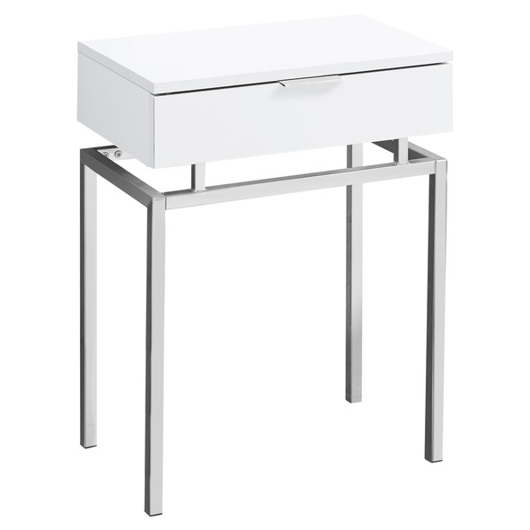 12.75" x 18.25" x 23" Glossy White/Chrome Metal - Accent Table