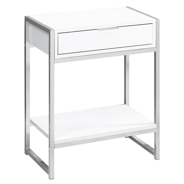 18.2" x 12.8" x 23.5" White, Particle Board, Metal - Accent Table