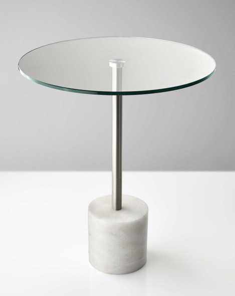 17.75" X 17.75" X 21" Brushed steel White Marble End Table