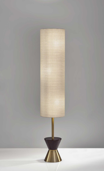 11" X 11" X 59" Brass Wood/Shade Floor Lantern