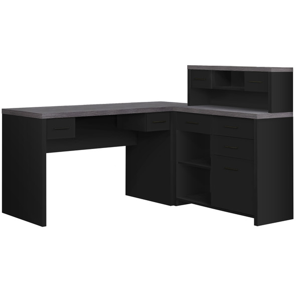 59" x 62'.75" x 44'.75" Black, Grey, Particle Board, Hollow-Core - Computer Desk