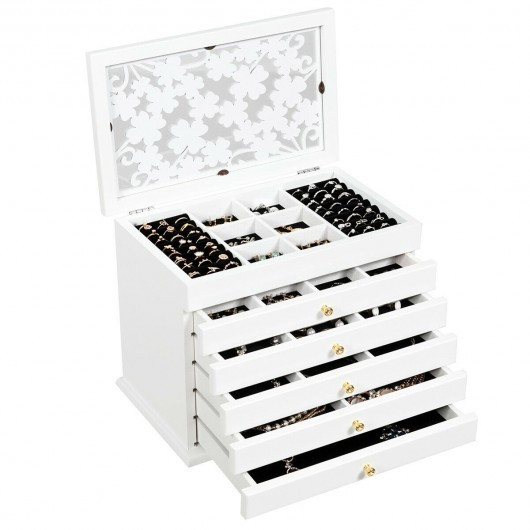 Large Wooden Jewelry Box-White