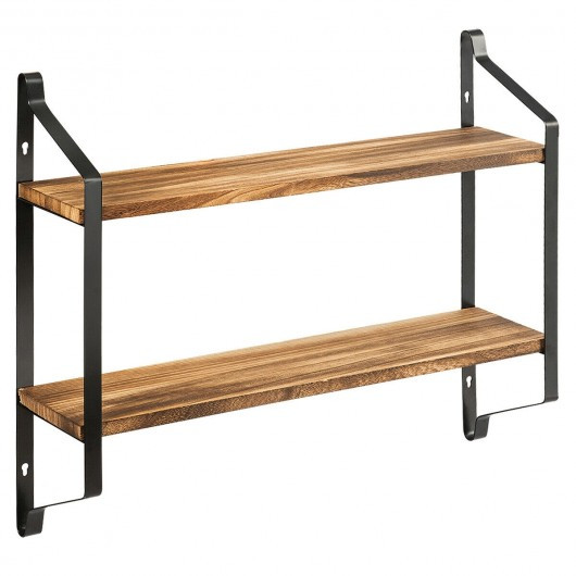 Wooden Wall-Mounted 2-Tier Floating Shelves