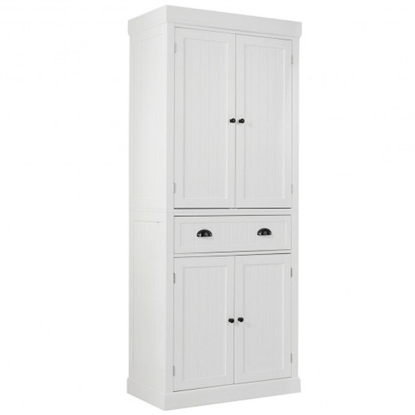 Cupboard Freestanding Kitchen Cabinet w/ Adjustable Shelves-White