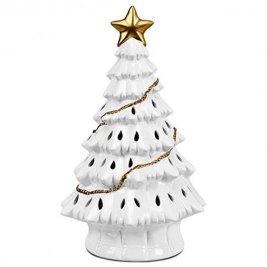 11" Pre-Lit Ceramic Hollow Christmas Tree with LED Lights