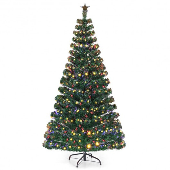 5'/6'7' LED Fiber Optic Artificial Christmas Tree w/ Top Star-7'