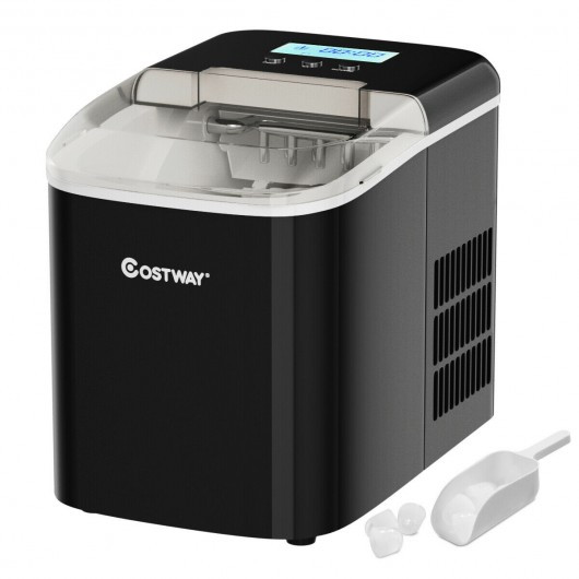 26 lbs Countertop LCD Display Ice Maker with Ice Scoop-Black