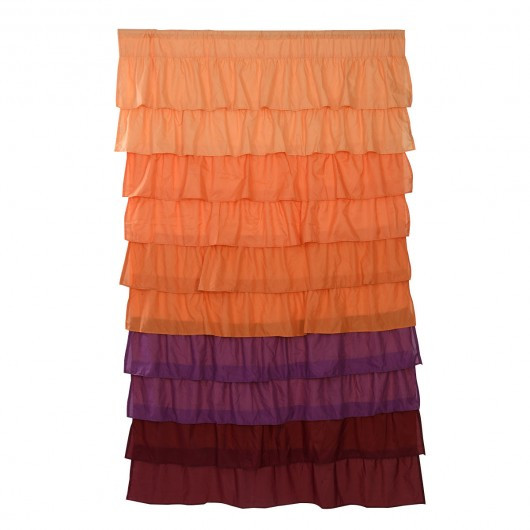 1 PC Ruffle 54"X84" Sheer Curtain Panels Drapes Valances Rod Pocket Polyester-orange