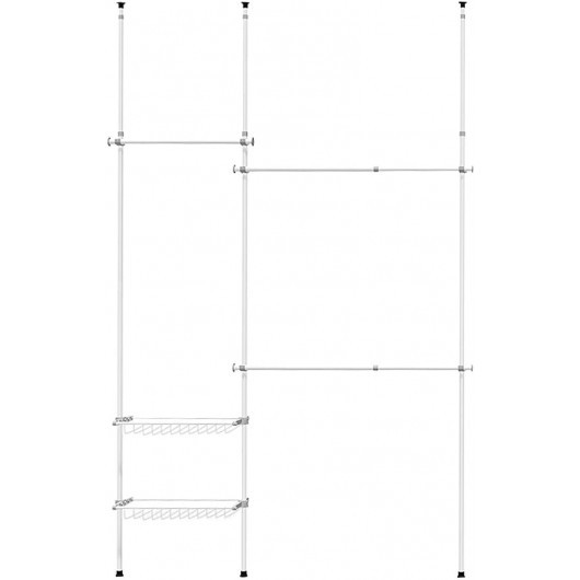 Double 2 Tier Adjustable & Telescopic Clothes Hangers with Baskets