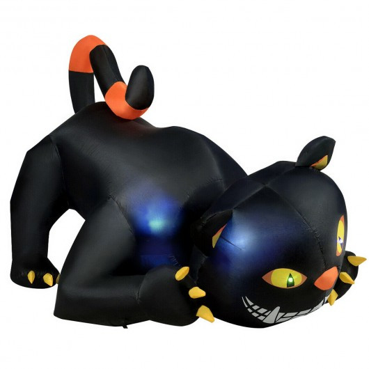 6' Giant Creeping Inflatable Black Cat with LED Lights