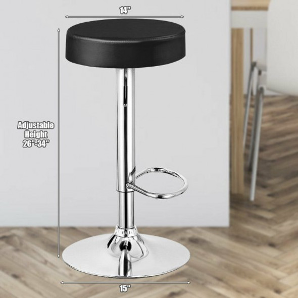 Adjustable Swivel Set of 2 Round Bar Stool  Pub Chair-Black