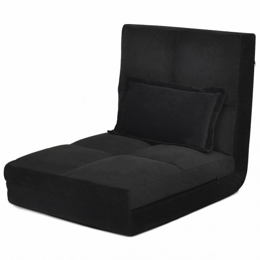 Fold Down Flip Convertible Sleeper Couch with Pillow-Black