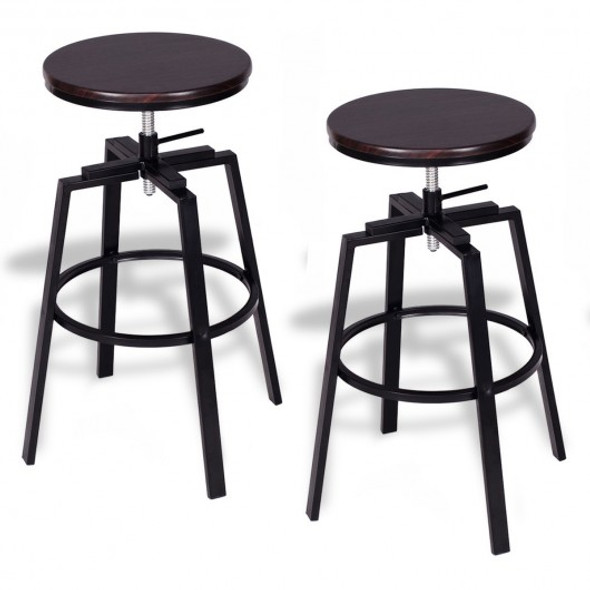 Set of 2 Adjustable Vintage Bar Stool