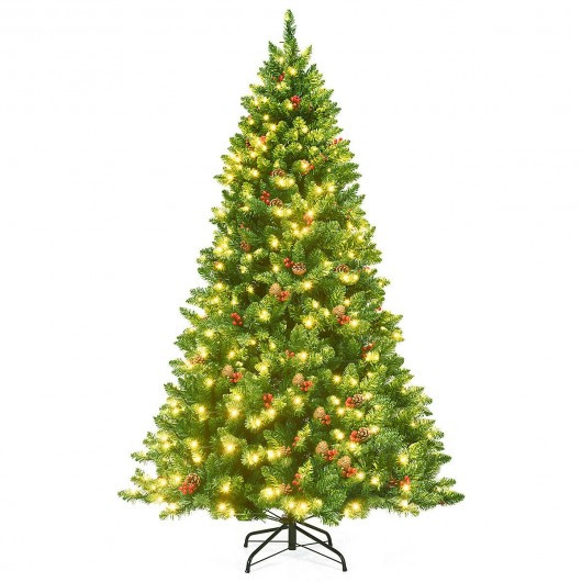 6.5Ft Pre-lit Hinged Christmas Tree with LED Lights