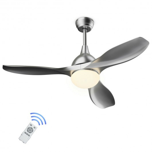 Modern 48" Ceiling Fan with Dimmable LED Light and Remote Control Reversible Blades-Silver