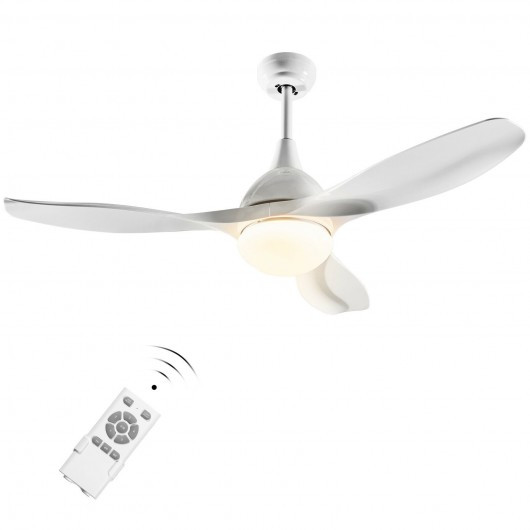 Modern 48" Ceiling Fan with Dimmable LED Light and Remote Control Reversible Blades-White