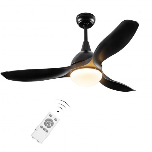 Modern 48" Ceiling Fan with Dimmable LED Light and Remote Control Reversible Blades-Black