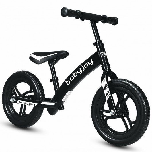 12" Kids No-Pedal Balance Bike with Adjustable Seat-Black