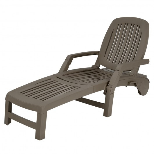 Adjustable Patio Sun Lounger with Weather Resistant Wheels-Coffee
