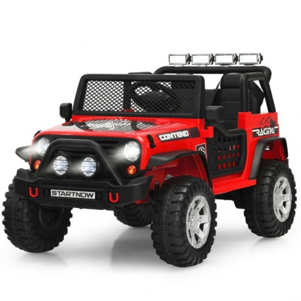 12V Kids Remote Control Electric  Ride On Truck Car with Lights and Music -Red