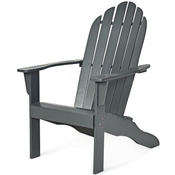 Wooden Outdoor Lounge Chair with Ergonomic Design for Yard and Garden-Gray