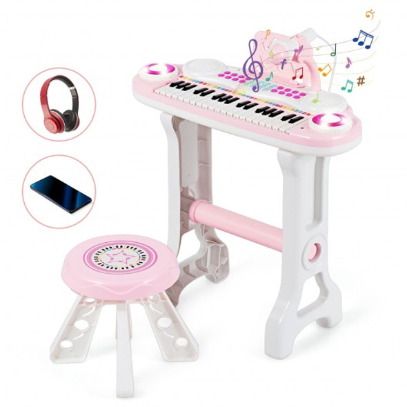 37-key Kids Electronic Piano Keyboard Playset-Pink