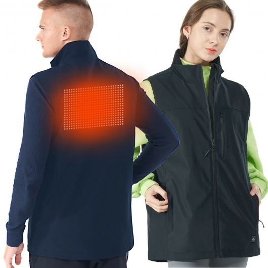 Men' & Women' Electric USB Heated  Sleeveless Vest-Black-XXXL