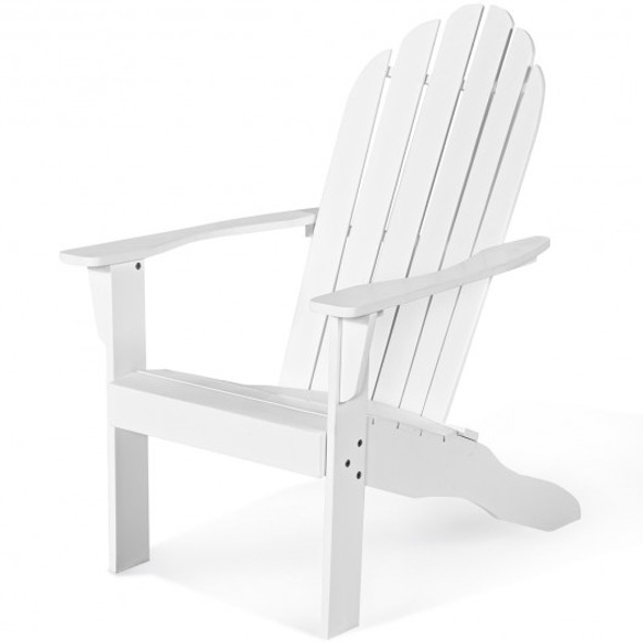 Wooden Outdoor Lounge Chair with Ergonomic Design for Yard and Garden-White