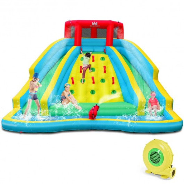 Inflatable Water Park Bounce House with Double Slide and Climbing Wall