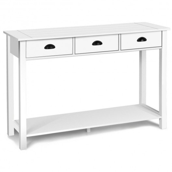 47" Entryway Hall Table Side Desk Accent Table with Drawers Shelf