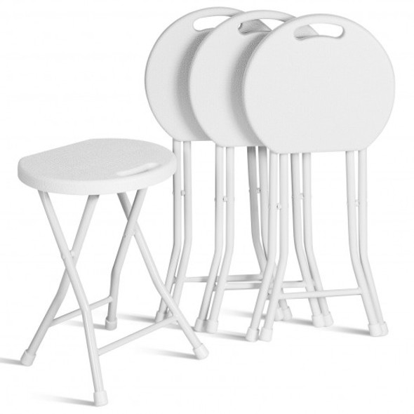 Set of 4 18" Collapsible Round Stools with Handle