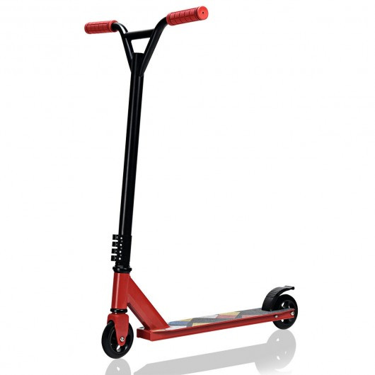 Lightweight Aluminum Freestyle Stunt Kick Scooter 2 Wheels Adults Teenagers Red-Red