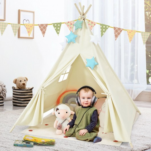 Foldable Kids Canvas Teepee Play Tent