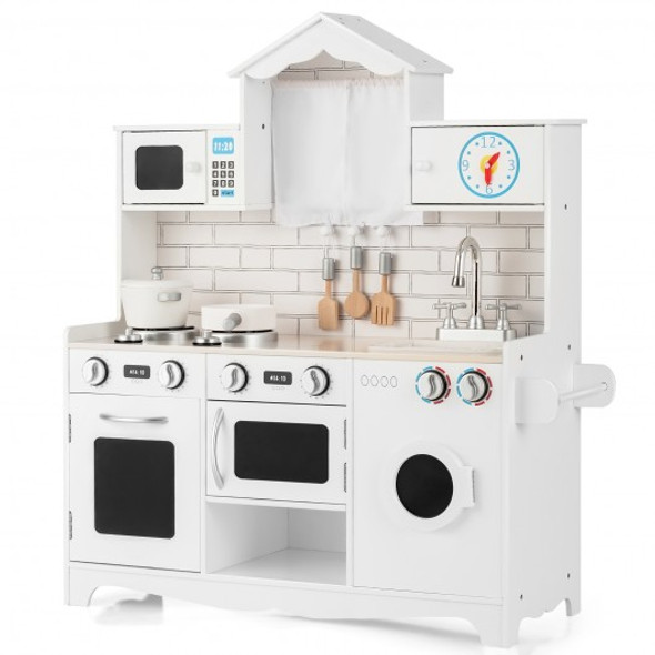 Wooden Kids Kitchen with Washing Machine