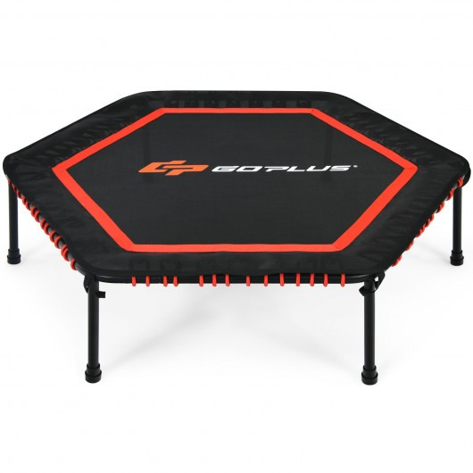 50" Hexagonal Fitness Trampoline Exercise Rebounder with Pad-Red