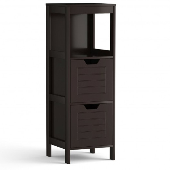 Bathroom Wooden Floor Cabinet Multifunction Storage Rack Stand Organizer-Coffee
