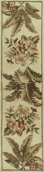10' Ivory Hand Tufted Tropical Indoor Runner Rug