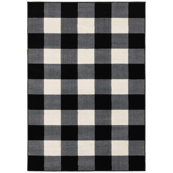 4 x 6 Monochromatic Gingham Pattern Indoor Area Rug