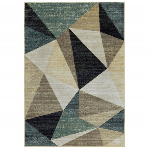 10 x 13 Gray and Teal Geometrics Indoor Area Rug