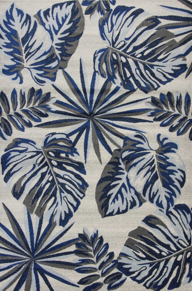 3' x 5' Grey or Blue Leaves Area Rug