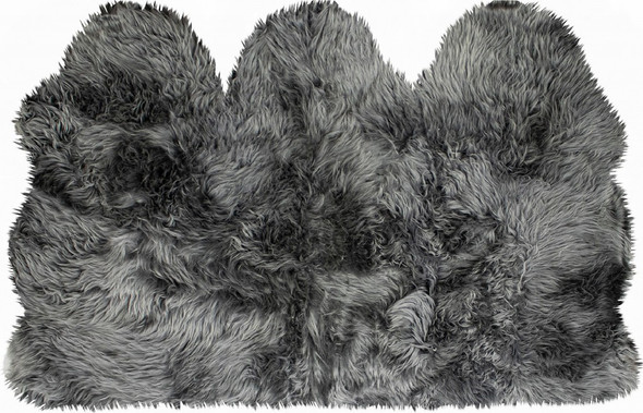 3' x 5' Gray Natural Sheepskin Area Rug