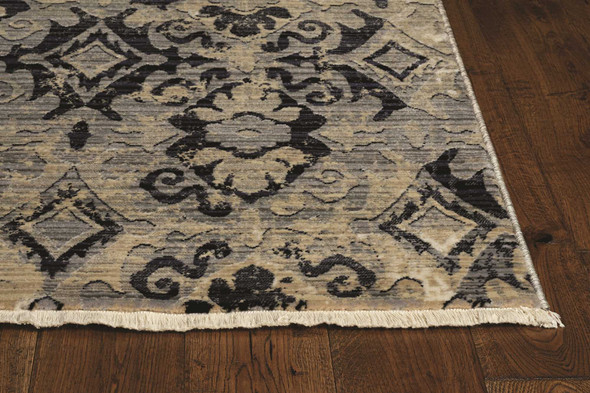 2' x 8' Ivory or Beige Antique Pattern Runner Rug