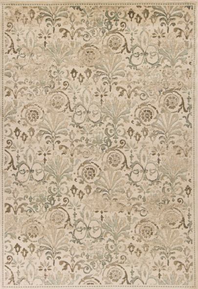 8'x11' Ivory Machine Woven Floral Traditional Indoor Area Rug