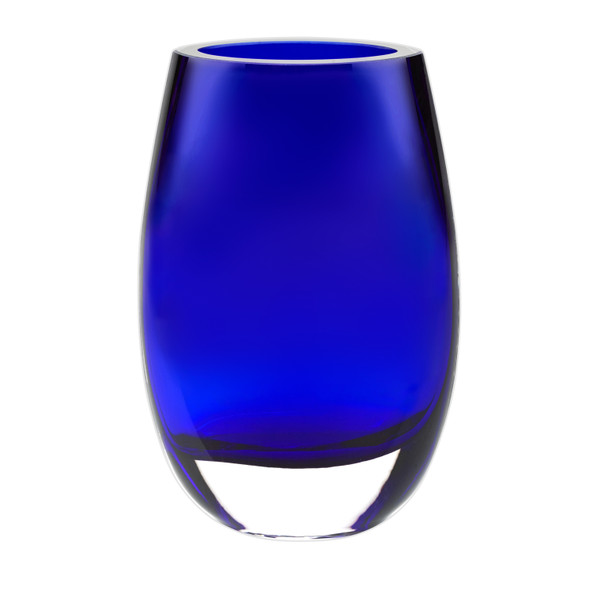 8" Mouth Blown Crystal Cobalt Blue Vase