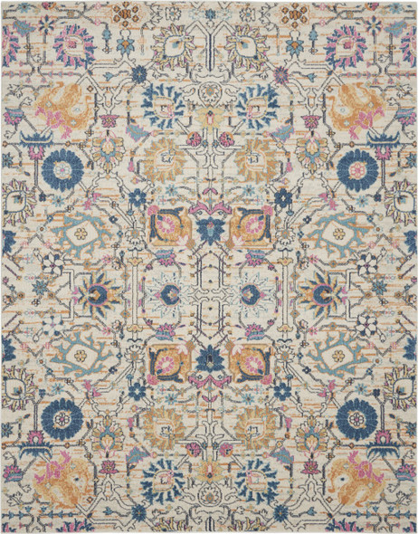 7 x 10 Ivory and Multicolor Floral Buds Area Rug