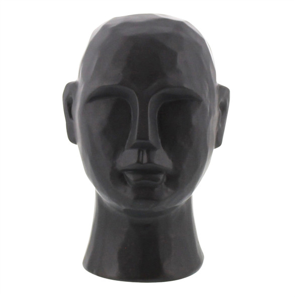 8" Matte Black Ceramic Bust Decorative Sculpture